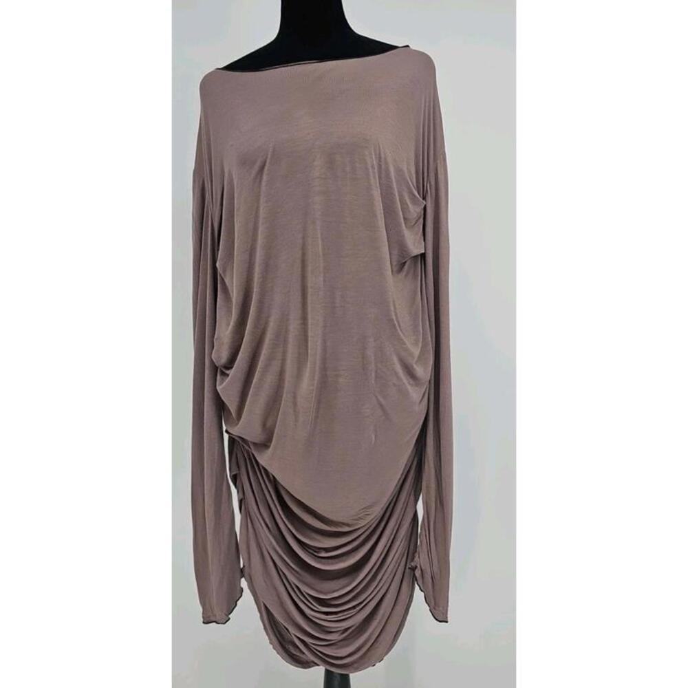 Cynthia Ashby Ruched Dress XL Purple 3/4 Sleeve Oversized Cozy Lagenlook